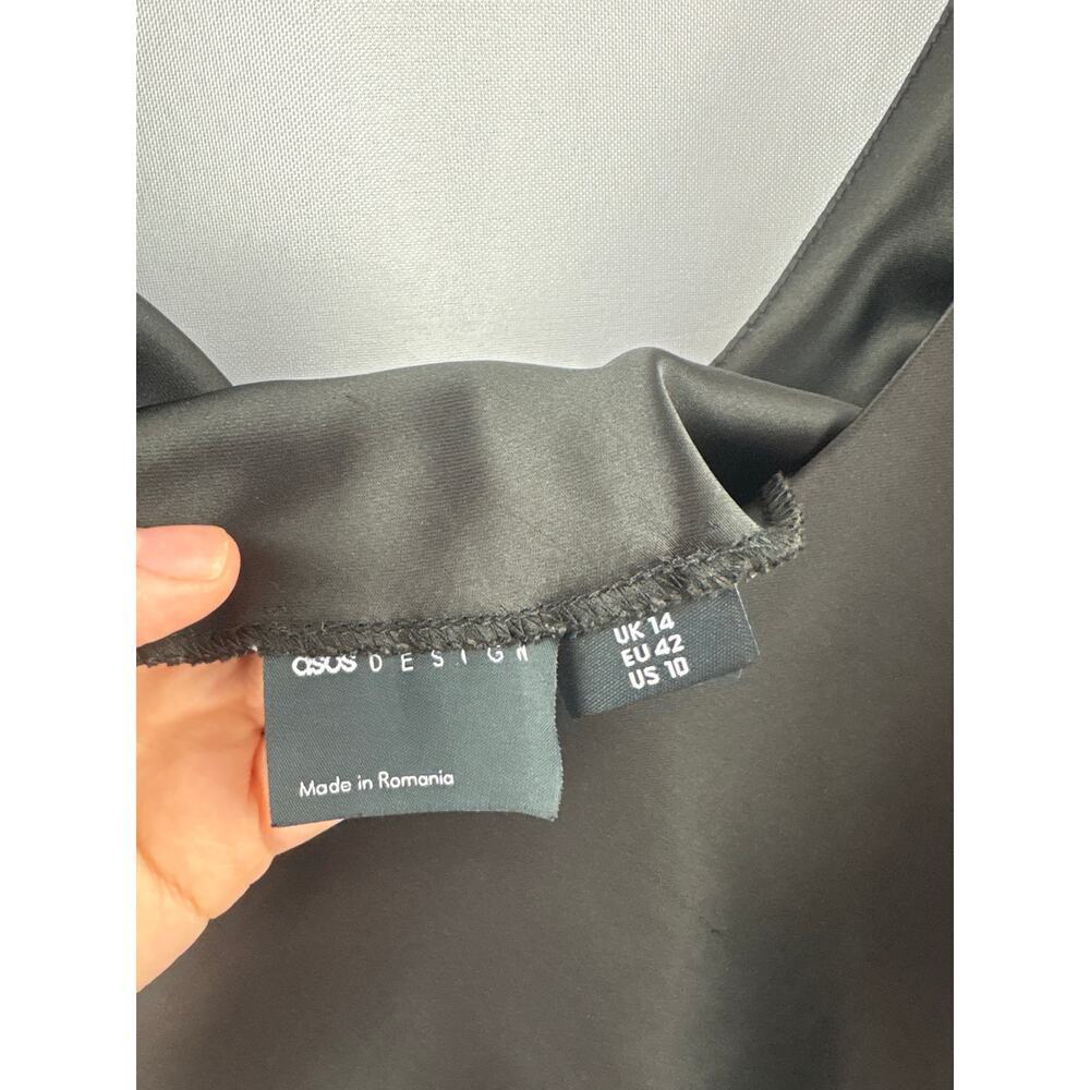 Women’s ASOS Design Size 10 Black Satin Tank Dress - Picture 4 of 5
